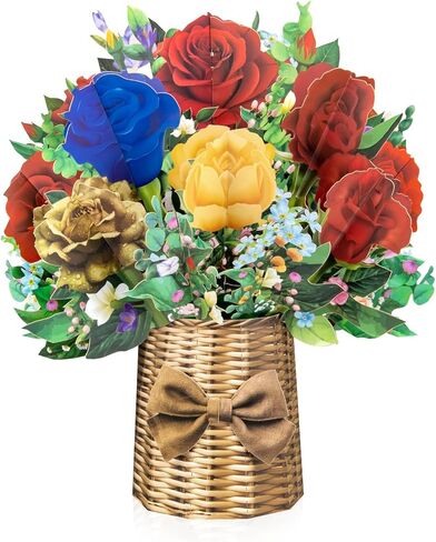 Violet Big Pop Up Cards, 13 inch Paper Flower Bouquet Greeting Cards with Blank Note Card & Envelope, ideal gift for celebrating Love, Holiday, Birthday, Anniversary, Mother's Day, Housewarming in Kuwait