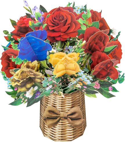 Violet Big Pop Up Cards, 13 inch Paper Flower Bouquet Greeting Cards with Blank Note Card & Envelope, ideal gift for celebrating Love, Holiday, Birthday, Anniversary, Mother's Day, Housewarming in Kuwait