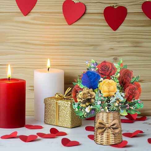 Violet Big Pop Up Cards, 13 inch Paper Flower Bouquet Greeting Cards with Blank Note Card & Envelope, ideal gift for celebrating Love, Holiday, Birthday, Anniversary, Mother's Day, Housewarming in Kuwait