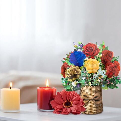 Violet Big Pop Up Cards, 13 inch Paper Flower Bouquet Greeting Cards with Blank Note Card & Envelope, ideal gift for celebrating Love, Holiday, Birthday, Anniversary, Mother's Day, Housewarming in Kuwait