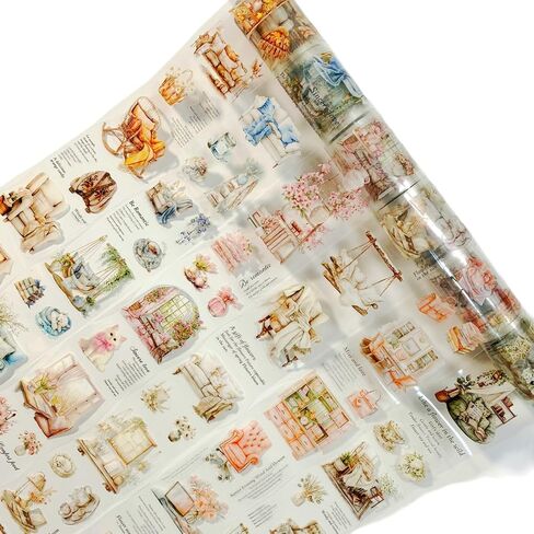 Tiamech 6 Rolls Home Home Series Pet Scrapbook Tapes ، Girlishness Time Time Landscaping Decorative Tape Sticks for Junk Journalsing ، و Scrapbooking Supplies ، و ephemera ، in Kuwait