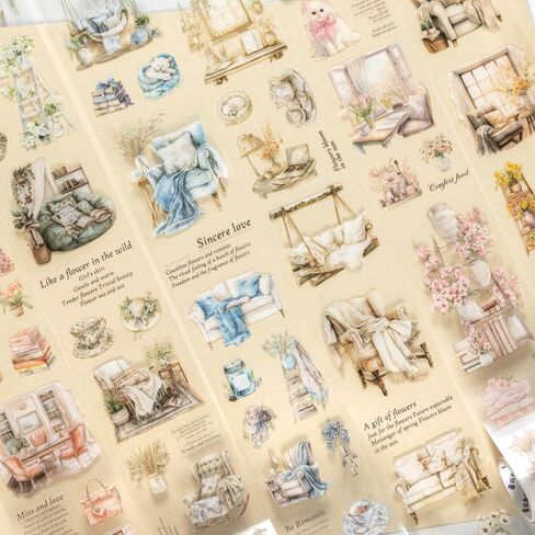 Tiamech 6 Rolls Home Home Series Pet Scrapbook Tapes ، Girlishness Time Time Landscaping Decorative Tape Sticks for Junk Journalsing ، و Scrapbooking Supplies ، و ephemera ، in Kuwait