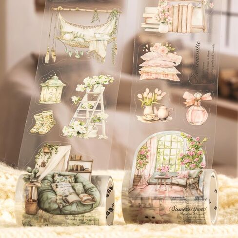 Tiamech 6 Rolls Home Home Series Pet Scrapbook Tapes ، Girlishness Time Time Landscaping Decorative Tape Sticks for Junk Journalsing ، و Scrapbooking Supplies ، و ephemera ، in Kuwait