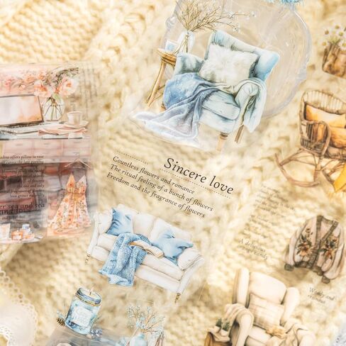 Tiamech 6 Rolls Home Home Series Pet Scrapbook Tapes ، Girlishness Time Time Landscaping Decorative Tape Sticks for Junk Journalsing ، و Scrapbooking Supplies ، و ephemera ، in Kuwait