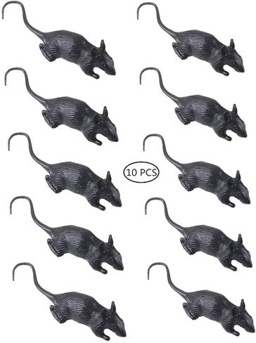 10 Pieces Fake Rat Realistic Plastic Fake Mouse Fake Mice Spooky Rats for Halloween Trick Toys Decoration Supplies (Black) in Saudi Arabia