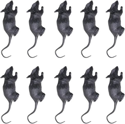10 Pieces Fake Rat Realistic Plastic Fake Mouse Fake Mice Spooky Rats for Halloween Trick Toys Decoration Supplies (Black) in Saudi Arabia