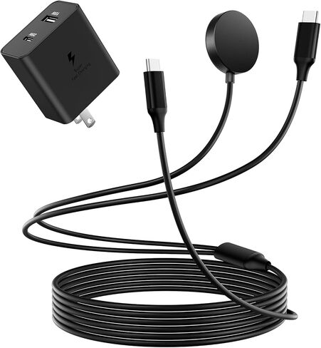 for Samsung Galaxy Watch Charger Compatible with Galaxy Watch 7/6/6 Classic/FE/5/5 Pro/4/4 Classic/3/Active 2/Active1, 5FT Type C Port Cable, Black in Kuwait