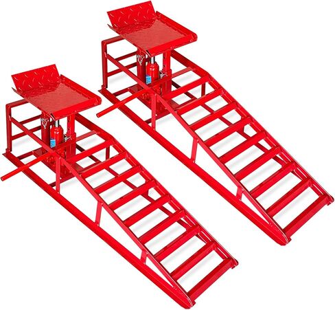 2 Pack Hydraulic Car Ramps 5t, Car Ramps High Lift 10000lbs, Car Lift Service Ramps Height 9"-14.2", Heavy Duty Steel Car Lift Ramp, Auto Ramps for Changing Oil for Maintenance, Black in Kuwait