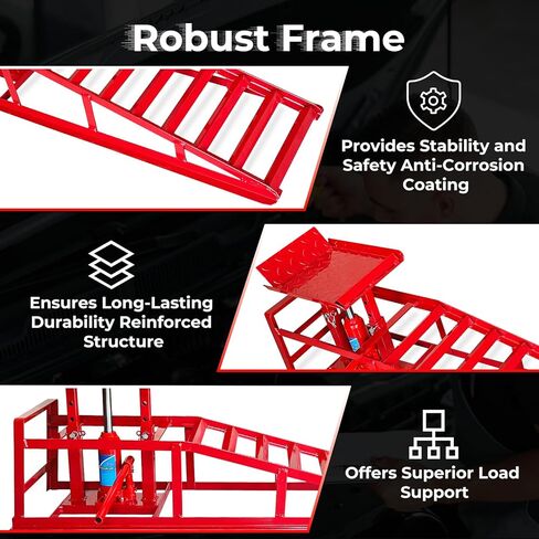 2 Pack Hydraulic Car Ramps 5t, Car Ramps High Lift 10000lbs, Car Lift Service Ramps Height 9"-14.2", Heavy Duty Steel Car Lift Ramp, Auto Ramps for Changing Oil for Maintenance, Black in Kuwait