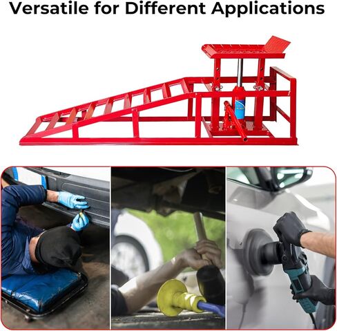 2 Pack Hydraulic Car Ramps 5t, Car Ramps High Lift 10000lbs, Car Lift Service Ramps Height 9"-14.2", Heavy Duty Steel Car Lift Ramp, Auto Ramps for Changing Oil for Maintenance, Black in Kuwait