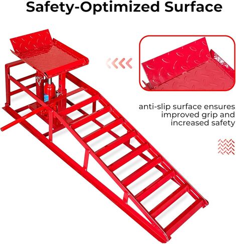 2 Pack Hydraulic Car Ramps 5t, Car Ramps High Lift 10000lbs, Car Lift Service Ramps Height 9"-14.2", Heavy Duty Steel Car Lift Ramp, Auto Ramps for Changing Oil for Maintenance, Black in Kuwait