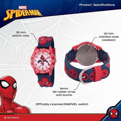 Marvel Spider-Man Kids' Plastic Time Teacher Analog Quartz 3D Strap Watch in Saudi Arabia