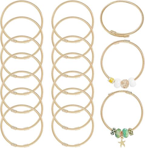 SUNNYCLUE 20Pcs Adjustable Bangles Gold Open Cuff Bracelet Bulk Metal Stainless Steel Simple Twist Wire Ring Closure Expandable Cuffs Bangle for Jewelry Making Bracelets DIY Crafts Women Accessories in Kuwait