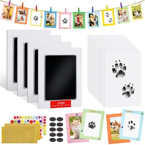 6 حزمة طقم طباعة PAW بدون خلاص ، وسادات حبر تعمل باللمس النظيفة للكلاب PAW PAW المطبوعات مع إطارات تذكار - مجموعة أقدام الحيوانات الأليفة والطفل الخالية من الفوضى ، لمحبي الحيوانات الأليفة الوالدين ، الأسود ، الأسود