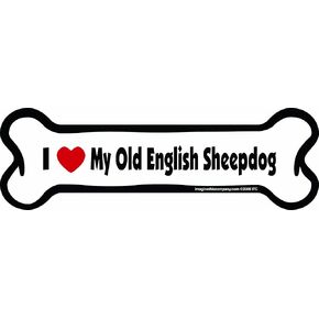 Bone Car Magnet ، أحب راعيتي الإنجليزية القديمة ، 2 بوصة من 7 بوصات