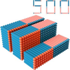 سهام الرغوة التي تعيد ملء 500-dart متوافقة مع NERF N-Strike Elite & Elite 2.0 لجميع Blasters التي تستخدم Elite Darts Blue & Orange