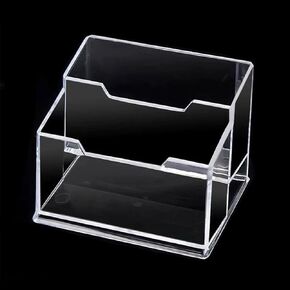 1 Piece Business Card Holder Name Card Case Holder Acrylic Business Card Case 2 Tier Business Card Display Stand Business Card Display Rack Desktop Name Card Organizer, Transparent