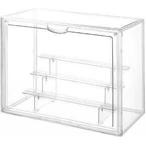 Clear Acrylic Display Case with Magnetic Lid, 4-Tier Stackable Dust-Proof Display Rack with 3 Removable Panels, Large Acrylic Display Case for Figures/Collectibles/Dolls (XX-Large)