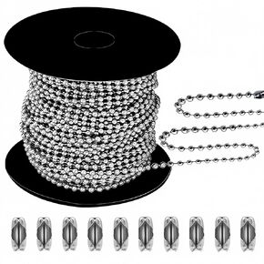 50ft Ball Bead Chain, #10 Stainless Steel Ball Chain, Roller Shade Chain&Vertical Window Blinds, Dog Tag Chain, Bead Chains for Jewelry Making/Crafts & DIY Projects(4.5mm with Spool)