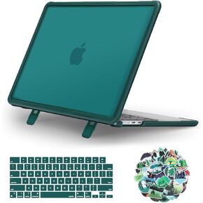 MOSISO Compatible with MacBook Air 13 inch Case 2025-2022 M4 A3240 M3 A3113 M2 A2681, Heavy Duty Shockproof Hard Case with Fold Kickstand&Keyboard Cover&Decals for MacBook Air 13.6, Pink