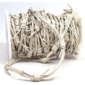 Light Metallic Silver, Fake Barb Wire, 3 Strand Braid of 1.8mm Round Leather Cord, 10 Meter (32.8 ft) Spool