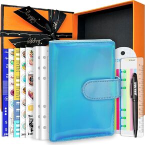 PU Leather Personal Notebook Planner مع 67 صفحة أوراق فضفاضة من ورق 6 ثقوب حلقة رنين القلم الحامل المغناطيسي (نمط التماسيح الأحمر ، صندوق الهدايا A5)