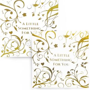 50pcs 2 "× 2" علامات هدايا صغيرة من الذهب الأبيض 350GSM (بدون سلسلة) - شيء صغير بالنسبة لك ، نمط الأزهار العتيقة ، مختومة ساخنة