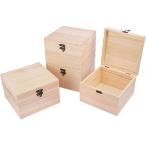 Gniemckin 10 Pack Wooden Box ، صناديق خشبية غير مصممة غير مكتملة للحرف اليدوية ، ومشاريع DIY ، وتخزين المجوهرات (4.7x4.7x3.15 بوصة)
