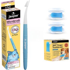 Jasper Fingerbrush + حزمة microbrush للقطط والكلاب الصغيرة