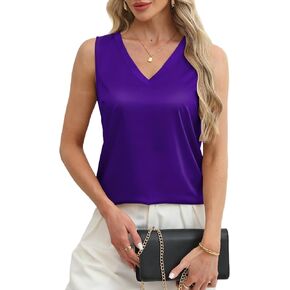 mawor Satin Tank Tops for Women Casual V Neck Silk Cami Camisoles Basic Summer Off Shoulder Blouse Shirts