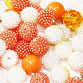 48 Pcs 20mm Beads for Pens Rhinestone Bubblegum Beads Red Green Crystal Acrylic Round Chunky Beads Sparkly Craft Large Balls Beads for Pen Beadable Keychain Bracelet DIY Jewelry Making Supplies