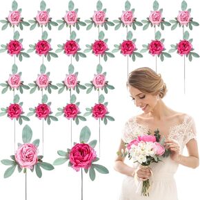 Zeyune 50 Pcs Wedding Artificial Peonies 4 Inch Fake Silk Peony Faux Peonies Artificial Valentine Flowers Bulk Rose Flowers Heads for Valentine Decoration Vintage Wedding Home Office(Pink)