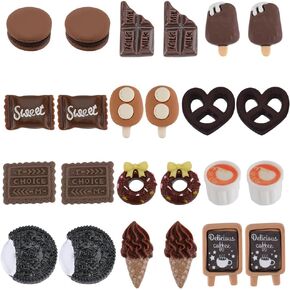 Sunnyclue 48pcs 12 Styles Chocolate Cabochons Chocolate Resin Resin Sarm
