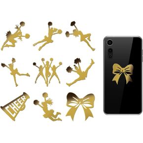 OLYCRAFT 9PCS 1.6x1.6 بوصة ملصقات معدنية ذهبية للتشجيع - صورة ظلية للاصوص على الهراء الايبوكسي الهرم لكتاب قصاصات DIY وديكور الراتنج