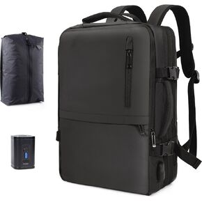 Air Vacuum Backpack for Travel with Air Pump, 60L Expandable Backpack with Detachable Vacuum Compression Bag Waterproof Carry On Large Travel Bag for Airline Laptop Backpack