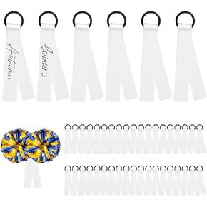 48 PCS Cheerleader POM POM NAME ، ملصقات فارغة قابلة للكتابة لفريق الهتاف ، علامات وضع علامات مرونة لسلاسل مفاتيح حقيبة الظهر (White) (White)