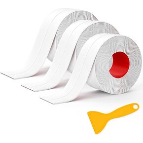 Mokani Caulk Tape Waterproof Self Adhesive, 2 Rolls White Caulking Sealant Strip for Kitchen, Countertop, Bathroom, Sink, Bathtub, Toilet, Floor Wall Edge Protector with Sealing Tool (1.5" x 10.5Ft) in Kuwait