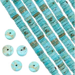 Sunnyclue 1 Box 122pcs Gemstone Heishi Beads Natural Howlite Round Round Round Beads 8mm Disc Flights Floughs for Jewelry Making Resident Kit Vricoise Color Supplies Supplies Supplies
