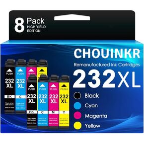 232xl Latest Upgrade Remanufactured Ink Cartridges Combo Pack Replacement 232 XL with XP-4200 XP-4205 WF-2930 WF-2950 (Black Cyan Magenta Yellow, 8 Pack)
