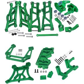 Upgrades Part for 1/10 Rustler VXL 2wd,Alloy Caster Block,Steering Blocks,Stub Axle Carriers,Suspension Arm,Steering Bellcranks,Shock Tower,Bulkhead,Green