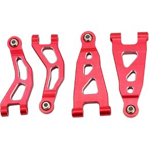 Aluminum Alloy Front Upper Swing Arm & Front Lower Swing Arm Upgrade Parts for ARRMA 1/14 Mojave Grom (Red)