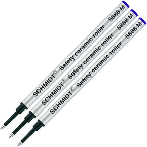 Schmidt 5888 M السلامة السيراميك Rollerball Metill - Blue (طرف متوسط ​​0.7 مم) - حزمة 3