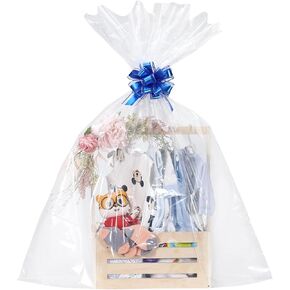 Ebristar Extra Large Cellophane Bags for Gift Baskets 40x50 Inches, 5 PCS Jumbo Clear Shrink Wrap Bags for Gift Baskets, Bridal/Baby Shower Basket, Wedding, Easter Basket, Christmas Gift and More