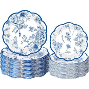 60 Pcs Spring Wildflower Paper Plates 9 in and 7 in Flower Bird Party Decorations Disposable Hummingbird Floral Party Plates Cake Dessert Tableware for Baby Shower Tea Birthday Decorations