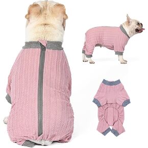 Moorfowl French Bulldog Pajamas Dogs Boy Girl Puppy Jammies with Zipper Closure Soft Frenchie Clothes Pug Boston Terrier Pet Jumpsuit Bodysuit (XL(Chest 18.89", Back 12.59"))