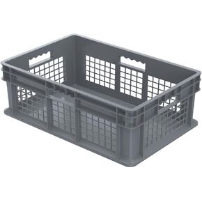 Akro-Mils 37678 Plastic Straight Wall Container Tote with Mesh Sides and Solid Base, (24-Inch x 16-Inch x 8-Inch), Gray, (4-Pack)