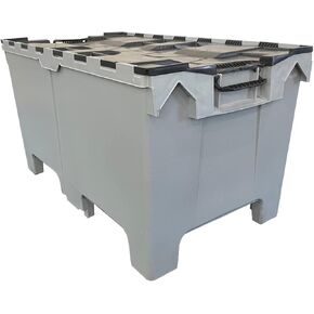 Storage and Packing Plastic Tote Crate Attached Lid Flip Top, 27"x16.9"x12.5"