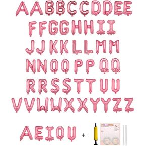 58 PCS Letter Balloons Alphabet Letters 2 Sets A- Z & 1 Sets AEIOU 16 - Inch Mylar Foil Balloons Set for Wedding/Birthdays/Annivs/Grads party Decoration Banner Custom Phrase (Gold)