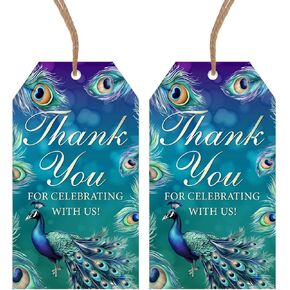 علامات زخارف عيد ميلاد الطاووس ، 50pcs peacock شكرا لك على الاحتفال معنا علامات الهدايا الاسم العلامات الجيدة لطيب الطاووس عيد ميلاد الطفل دش الطير عاشق الحفلات الحفلات الحرف ديي