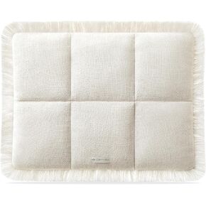 Comfyable Puffy Laptop Sleeve 16 15 14 13 Inch for Women, Compatible with MacBook Air 2025 & MacBook Pro M4 M3 2024, Quilted Linen Soft Puffer Case with Fringe for Computer, Natural Linen